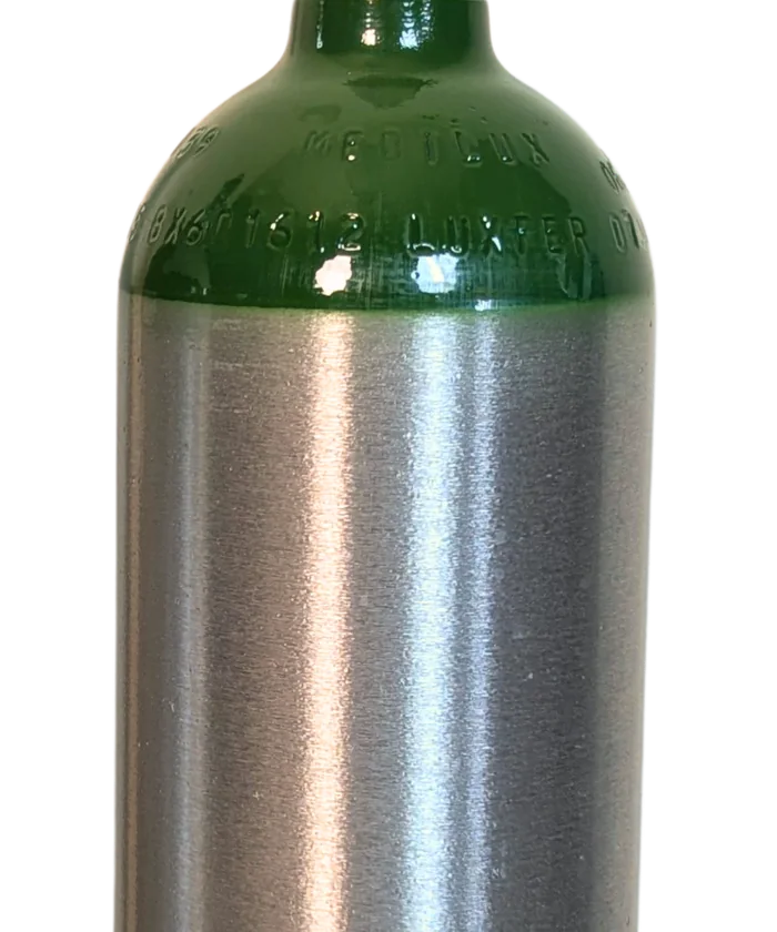 A cylinder after refurbishment: an even, deep green crown and a clean, polished body